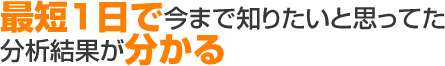 最短1日で今まで知りたいと思っていた分析結果が分かる